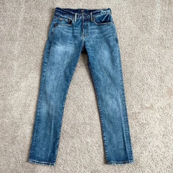 Gap Acid Wash Slim Straight Worn Vintage Mid Rise Stretch Denim Men's Jeans 28 - Picture 1 of 7